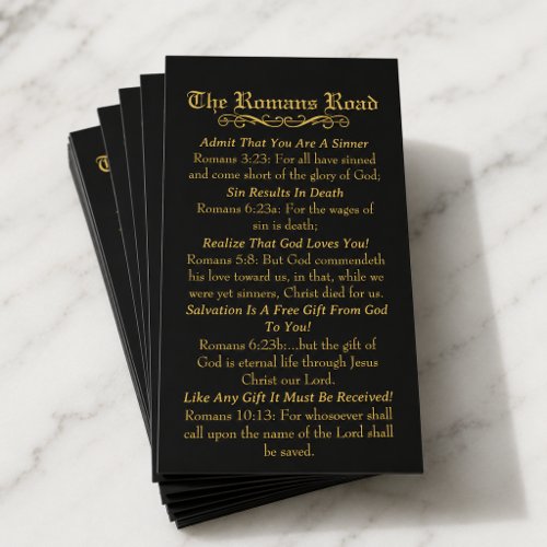 The Romans Road Sinner's Prayer Gold Business Card