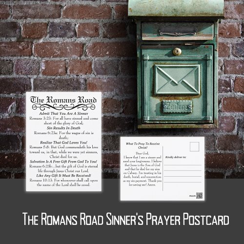 The Romans Road Sinners Prayer Postcard