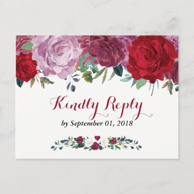 The Romantic Floral Wedding Collection Invitation Postcard (Front)