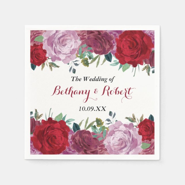 The Romantic Floral Wedding Collection Paper Napkins (Front)