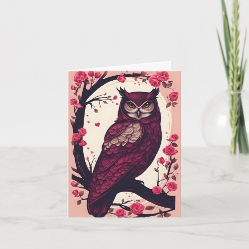 The Romantic Owl Valentine Holiday Card