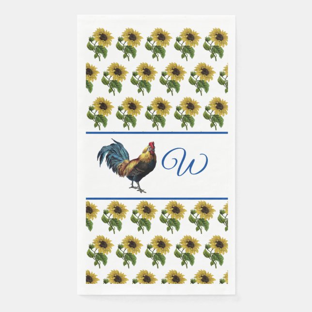 The Rooster And The Sunflowers Paper Guest Towels (Front)