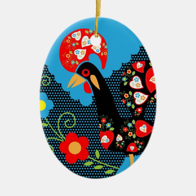 The Rooster of Portugal Ceramic Ornament (Front)