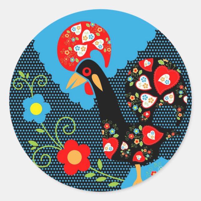 The Rooster of Portugal Classic Round Sticker (Front)