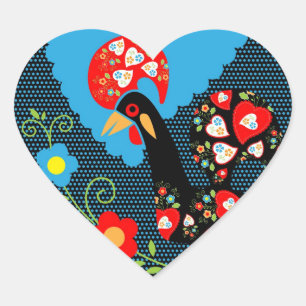 The Rooster of Portugal Heart Sticker