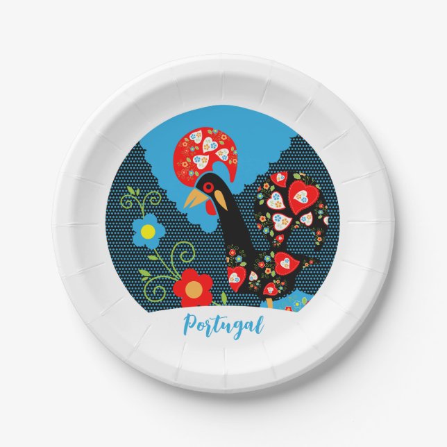 The Rooster of Portugal  Paper Plates (Front)
