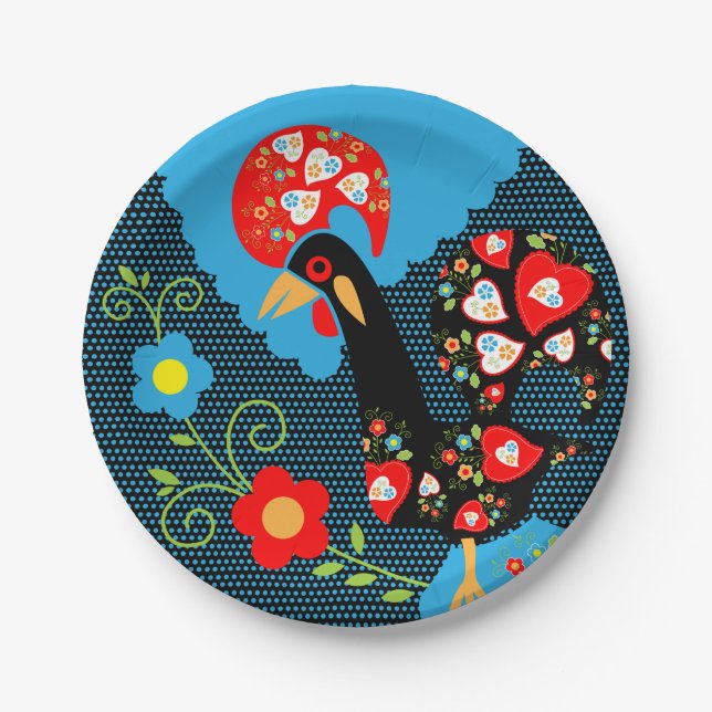 The Rooster of Portugal Paper Plates (Front)
