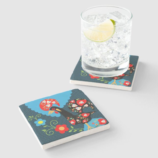 The Rooster of Portugal    Stone Coaster (Side)