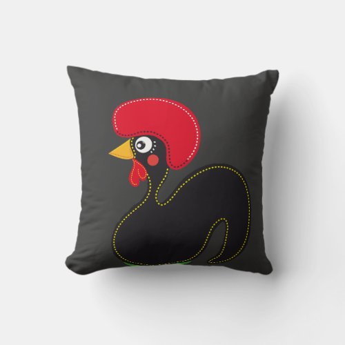the Rooster of Portugal Throw Pillow