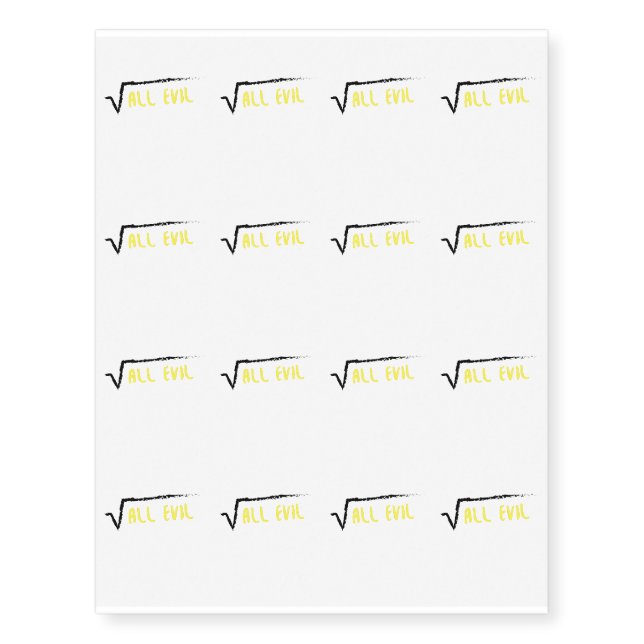 The Root Funny Math Temporary Tattoos (Front)