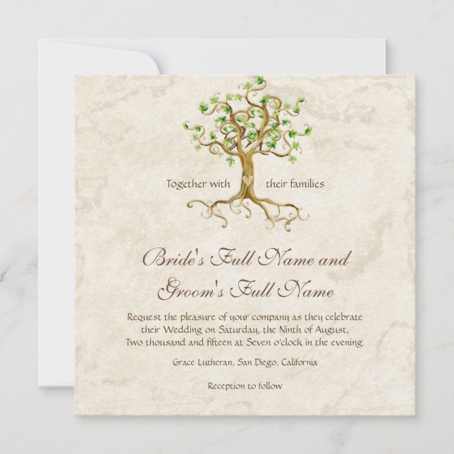 The roots of the whirlpool tree Antiqued marriage Invitation (Front)