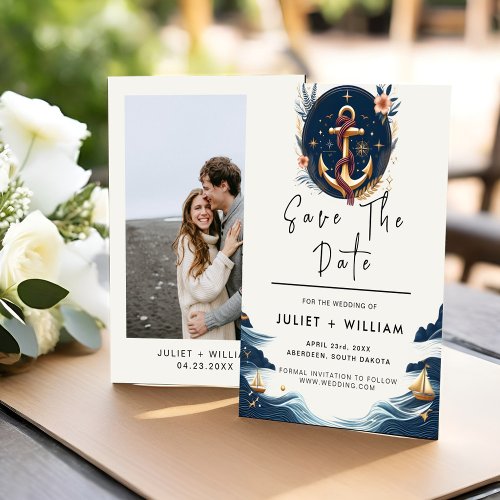 The Rope Knot Boat Ship Navy Blue Nautical Wedding Save The Date