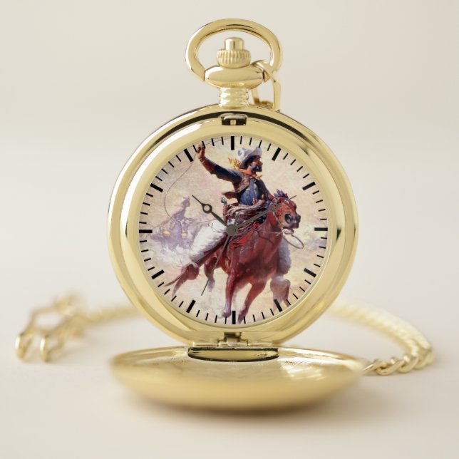 The Roping 1914 Range Cowboy William R Leigh Pocket Watch (Inside)