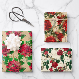 The Rose and Dragonfly Series (Design 6) Wrapping Paper Sheets