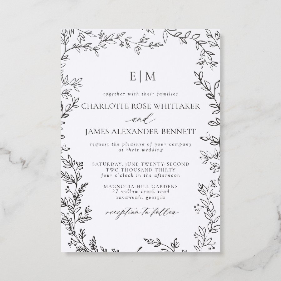 The Rose Arbor | Romantic Botanical Wedding Letterpress Invitation