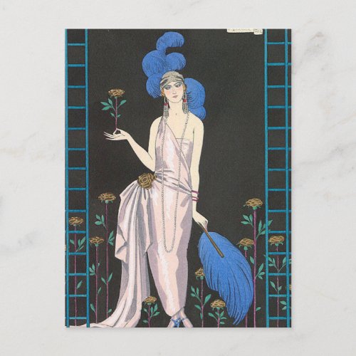 The Rose Evening Dress by George Barbier Postcard