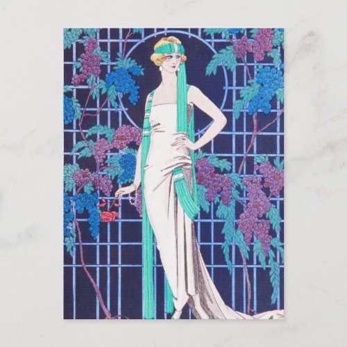 The Roses and the Night Art Deco Postcard