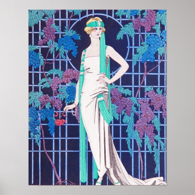 The Roses and the Night Art Deco Poster (Front)