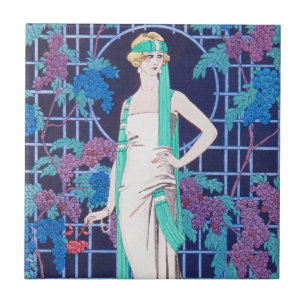 The Roses and the Night Art Deco Tile