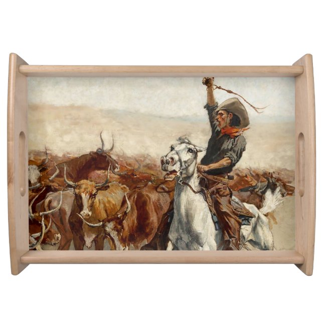 The Roundup Western Art by Frederic Remington Serving Tray (Front)