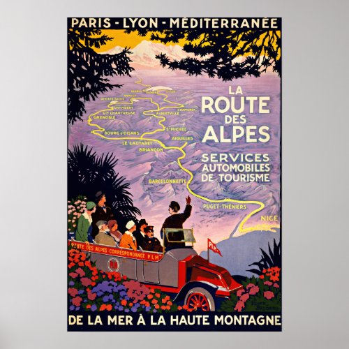 The Route Des Alpes France Vintage Travel Poster