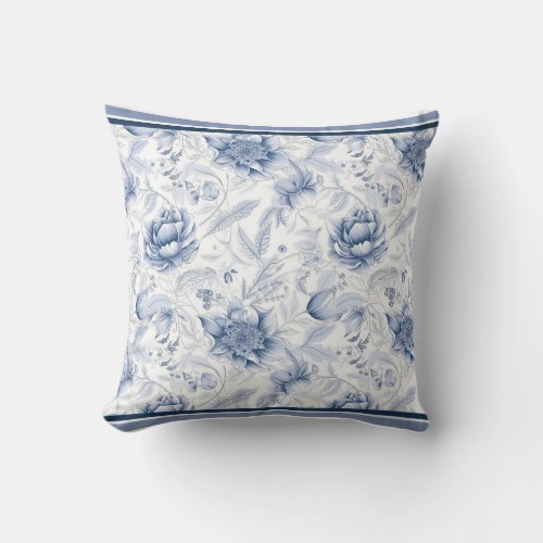 The Royal Blue Porcelain Floral Pattern Vol1 Throw Pillow