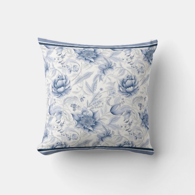 The Royal Blue Porcelain Floral Pattern Vol.1 Throw Pillow (Front)