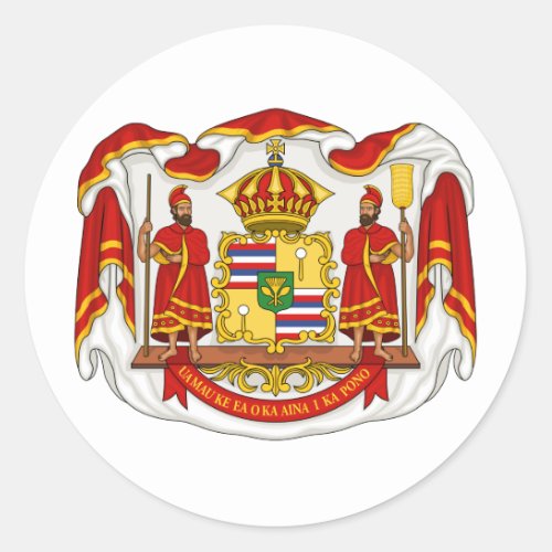 The Royal Coat of Arms of the Kingdom of Hawaii Classic Round Sticker