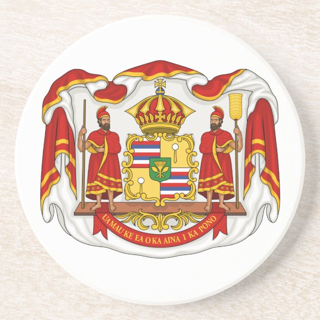 The Royal Coat of Arms of the Kingdom of Hawaii Drink Coaster (Front)