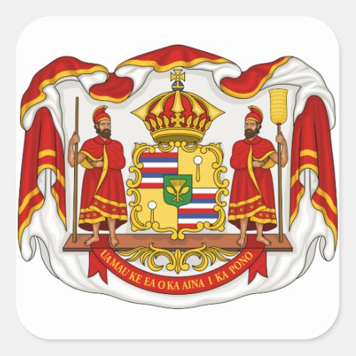 The Royal Coat of Arms of the Kingdom of Hawaii Square Sticker