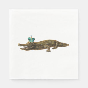 The Royal Croc - Alligator with Jewelry and Crown Napkins