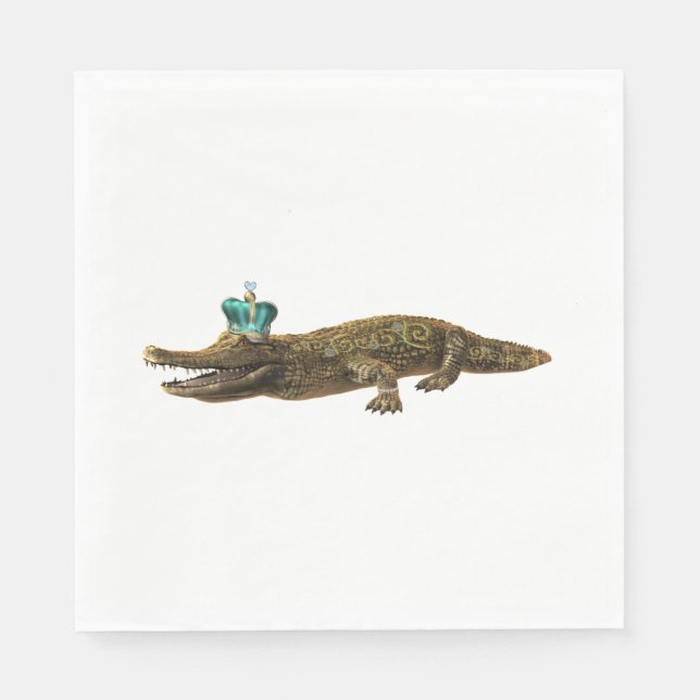 The Royal Croc - Alligator with Jewelry and Crown Napkins (Front)