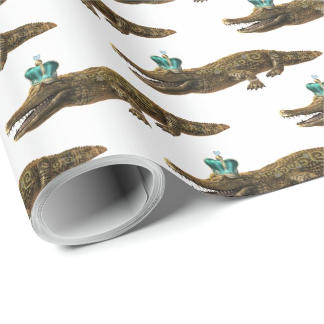 The Royal Croc - Alligator with Jewelry and Crown Wrapping Paper (Roll Corner)