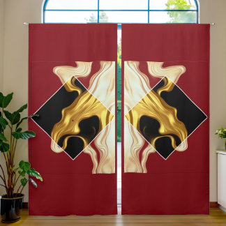 The Royal Flow: Regal Crimson & Gold Luxury Achemp Blackout Curtains