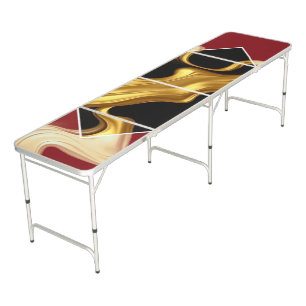 The Royal Flow Regal Crimson & Gold Luxury Game Ta Beer Pong Table