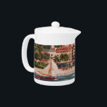 The Royal Hawaiian Hotel Teapot<br><div class="desc">Vintage image of the Royal Hawaiian Hotel in bright, vivid colors.</div>