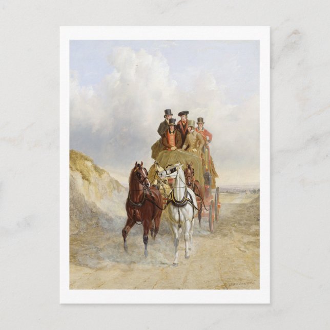 The Royal Mail Coach on the Road, 1841 (oil on pan Postcard (Front)