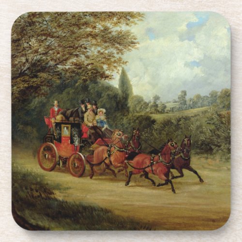The Royal Mail Coach with Passengers oil on canva Drink Coaster