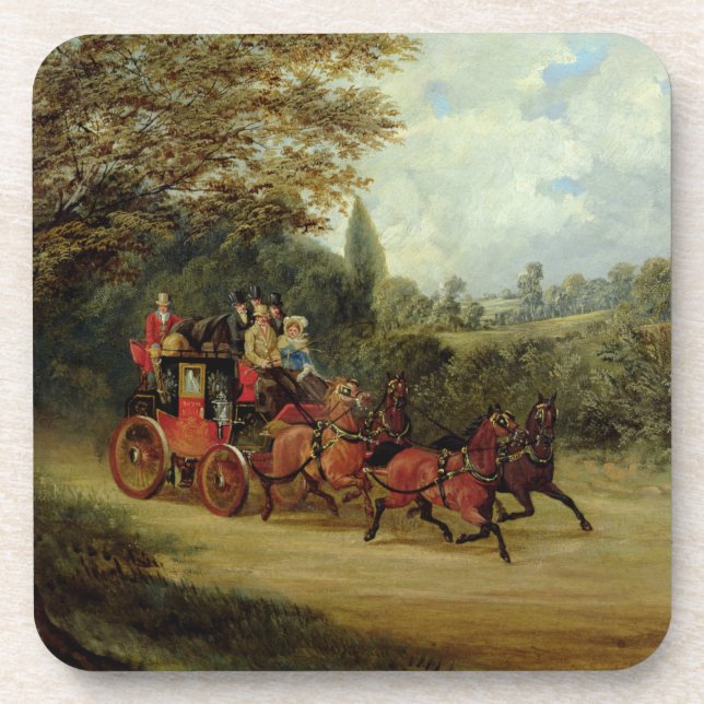 The Royal Mail Coach with Passengers (oil on canva Drink Coaster (Front)
