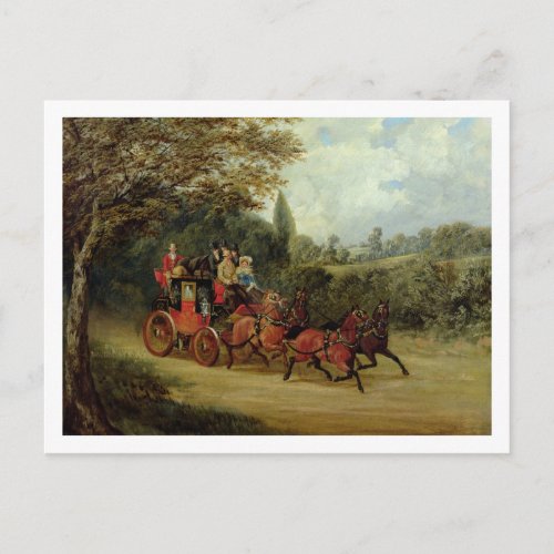 The Royal Mail Coach with Passengers oil on canva Postcard