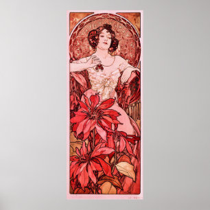 "The Ruby" Art Deco Painting by Alphonse Mucha Poster