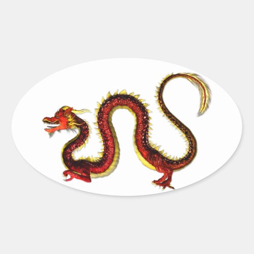 The Ruby Dragon Oval Sticker