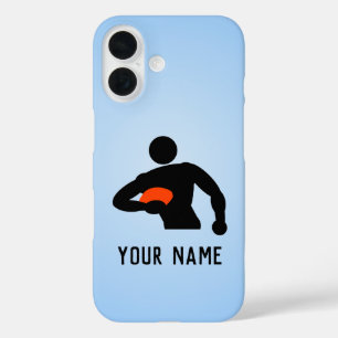 The Rugby Player and Ball with your name or text iPhone 16 Case