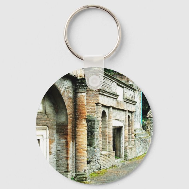 The Ruins of Pompeii - marketplace with temples Keychain (Front)