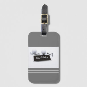 The rules of golf with golf ball and tee duotone luggage tag