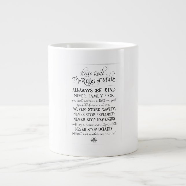 "The Rules of Our Home" Personalized Family Name C Giant Coffee Mug (Front)