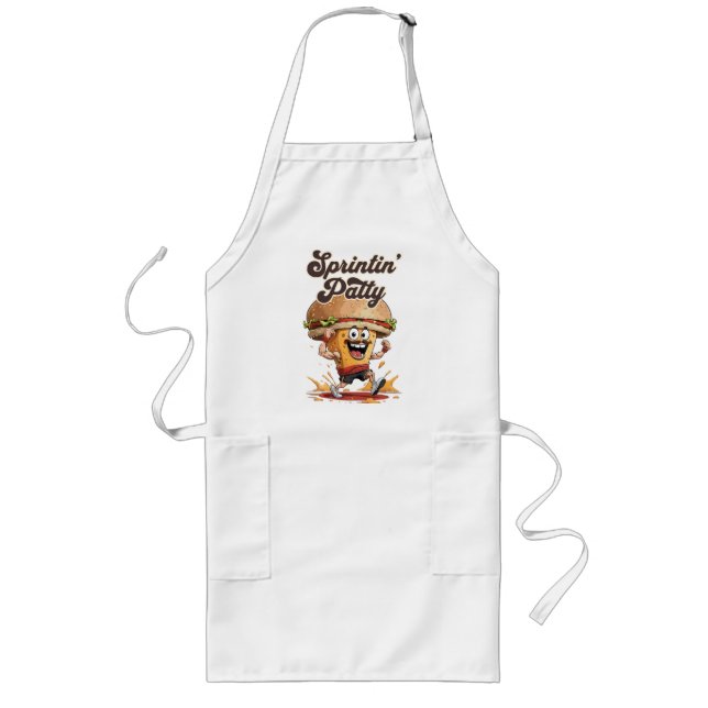 The Running Cheeseburger Long Apron (Front)