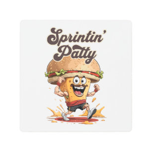 The Running Cheeseburger Metal Print