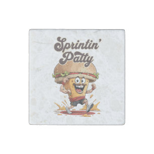 The Running Cheeseburger Stone Magnet