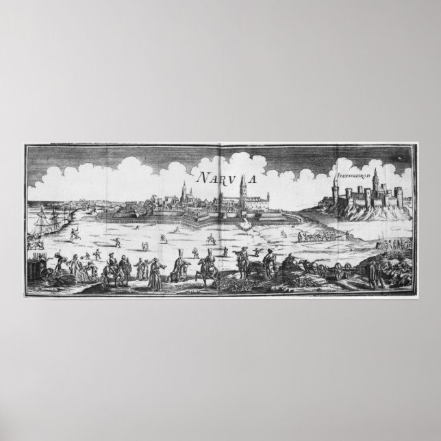 The Russian army besieging Narva in 1700 Poster (Front)